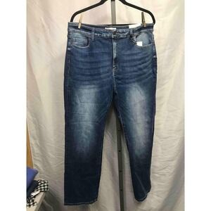 ZENANA Women Dark Wash Straight Leg Denim Jeans Size 18 34